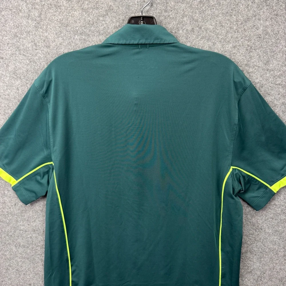 Nike Golf Tour Performance Dri-FIT Polo Mens Small Green Neon Yellow Piping